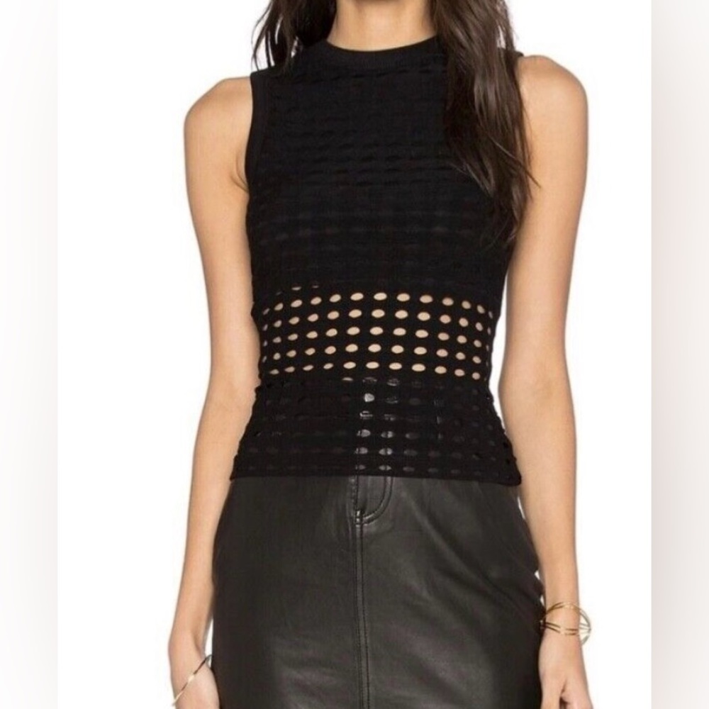 T by Alexander Wang laser cut shirt sz small black